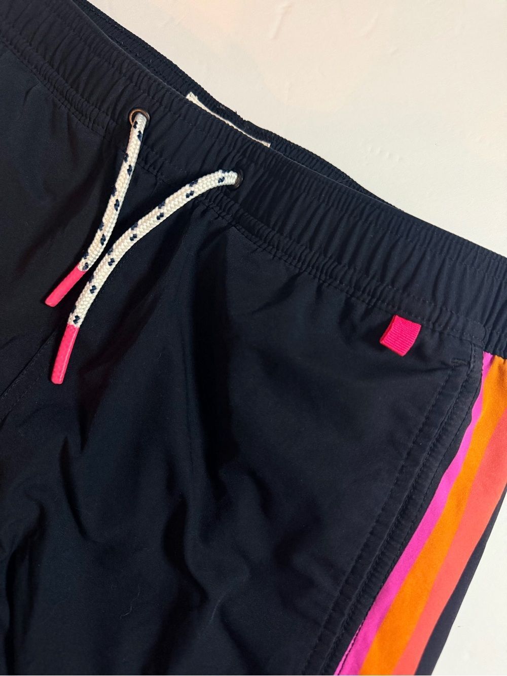 Psycho Bunny Boys Swim Trunks Size 14 16 Black Stripes Liner Swimsuit